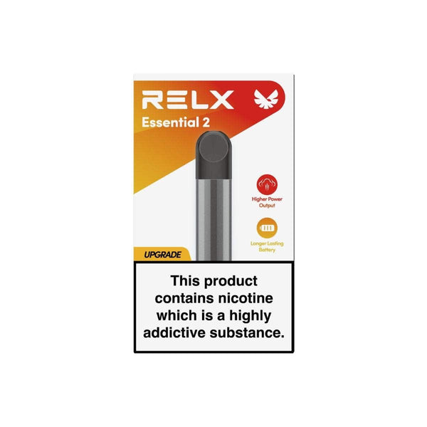 Official packaging of RELX Essential 2 vape device featuring Super Smooth technology
