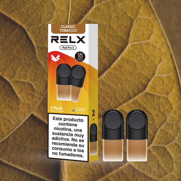 RELX Pod Pro Classic Tobacco pod close-up image, prefilled vape pod flavor option for RELX Pod Pro devices.
